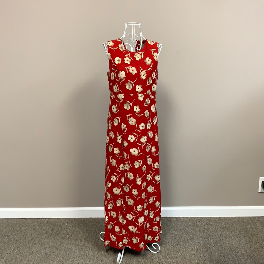 Red floral dress